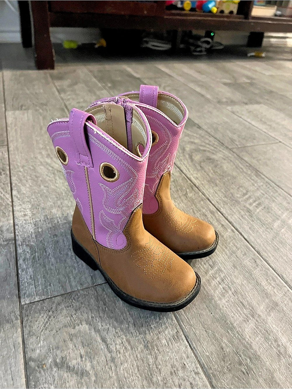 Girls US 9 Brown Purple Boots
